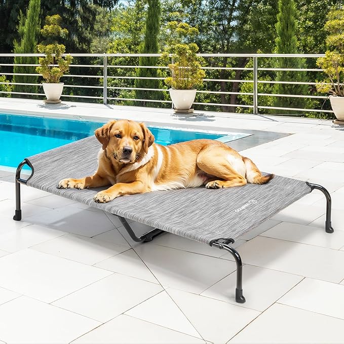 Veehoo Original Elevated Dog Cot - Raised Headboard Cooling Pet Bed, Large Dogs, Non-Slip & Breathable, XXL, CWC2417A