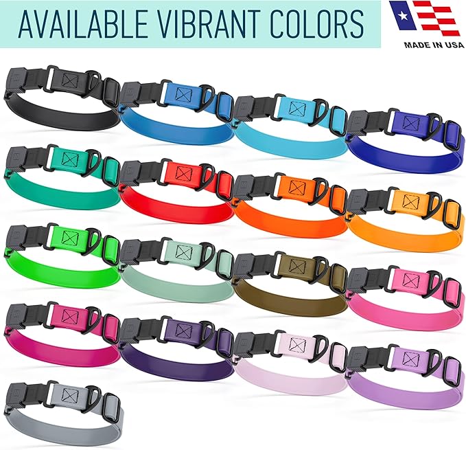 Dogline Biothane Waterproof Dog Collar with Herm Sprenger Black Stainless Steel Quick Release Buckle – Heavy Duty Tactical Durable Collar for Dogs – Comfortable, Safe Pet Collar W3/4" L12-19 Amethyst