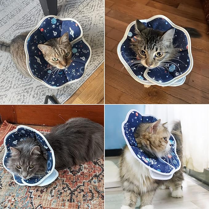 Soft Cat Cone, Adjustable Pet Recovery Collar After Surgery to Prevent Licking Wound, Protective Cat Neck Cone, Comfortable Pet Elizabethan Collar for Cats Kittens and Puppies (Small)