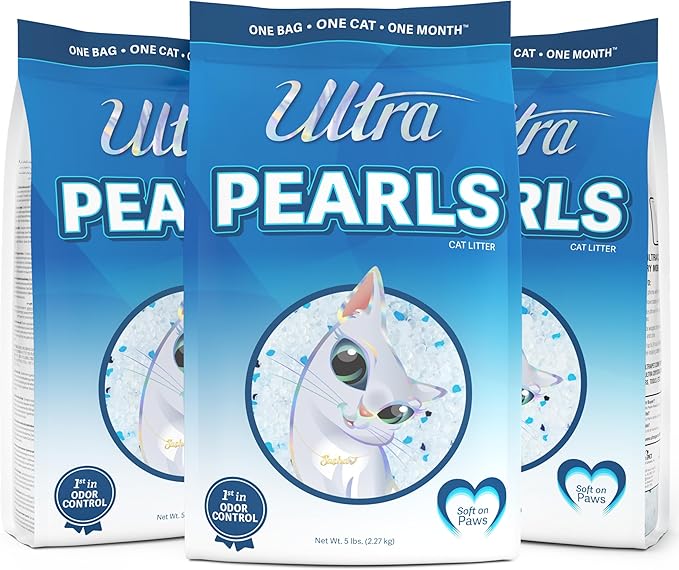 Ultra Pearls Premium Cat Litter - 99.9% Dust Free, Low Tracking, Soft on Paws, Fragrance Free - 15 Lbs. Total (3pk of 5 Lbs.)