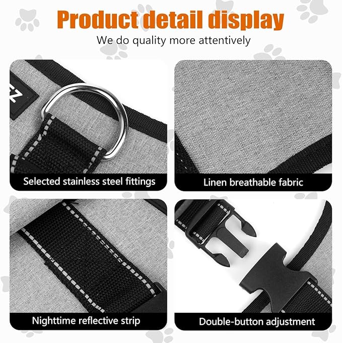 Ayquez Dog Lift Harness with Storage and Transport Bag, Dog Harness with Handle for Lifting & Hip dysplasia, arnés para Perros pequeños, pechera para Perros Gray, S