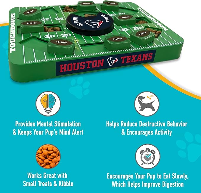 Pets First NFL Houston Texans Large Puzzle Toy - Interactive Dog Treat Puzzle, New Size, Slow Feeding Toy
