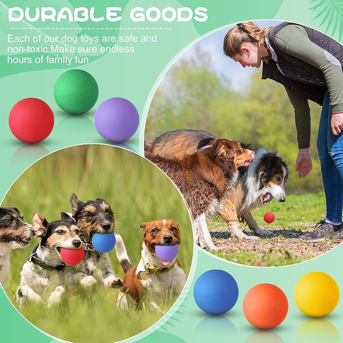 Shappy 24 Pieces Rubber Dog Tennis Balls for Dog Colorful Catching Pet Balls for Fetch Training 2.4 Inch Interactive Bounce and Floatable Toy for Park Beach