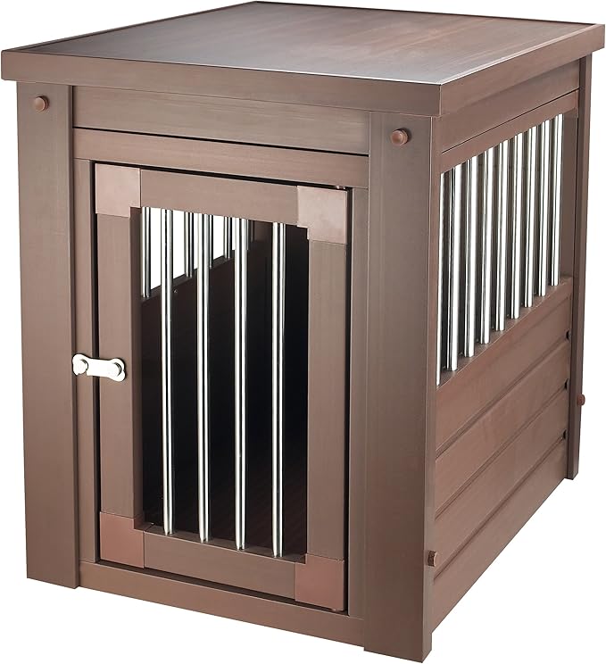 New Age Pet ECOFLEX Dog Crate End Table - Furniture-Style Pet Crate for Crate Trained Dogs - Stainless Steel Tubing & a Latched Closure - 10 Year Manufacturer's Warranty