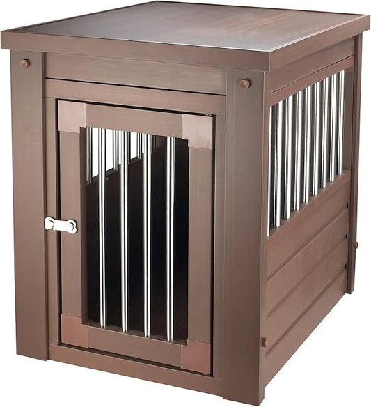 New Age Pet ECOFLEX Dog Crate End Table - Furniture-Style Pet Crate for Crate Trained Dogs - Stainless Steel Tubing & a Latched Closure - 10 Year Manufacturer's Warranty