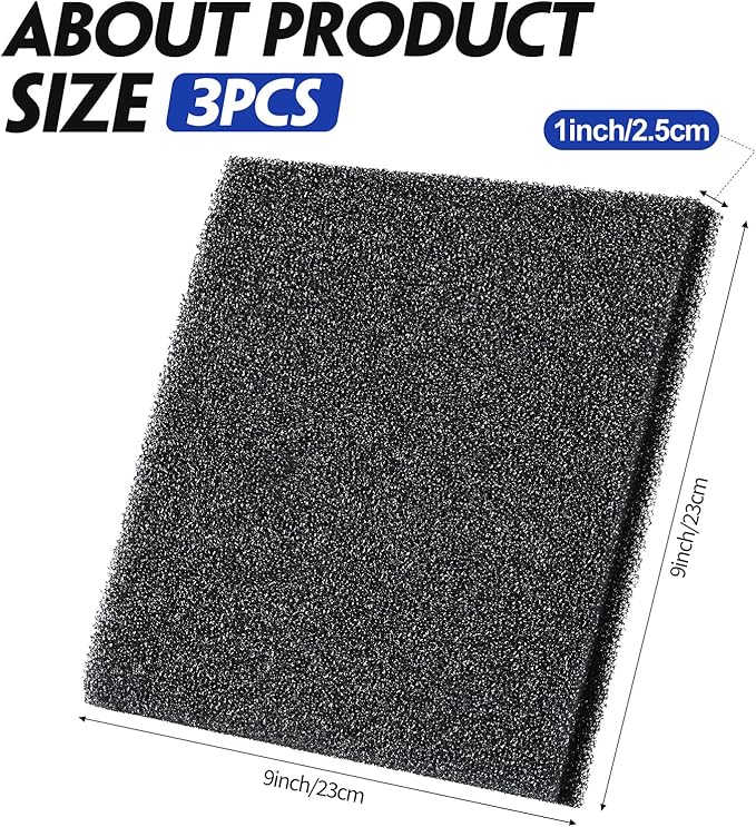 Tondiamo 3 Pieces Aquarium Sponge Filter Pad Media Cut to Fit Foam for Fish Tank Filters Replacement Fish Tank Cleaner Open Cell Foam Sponges for Dishes