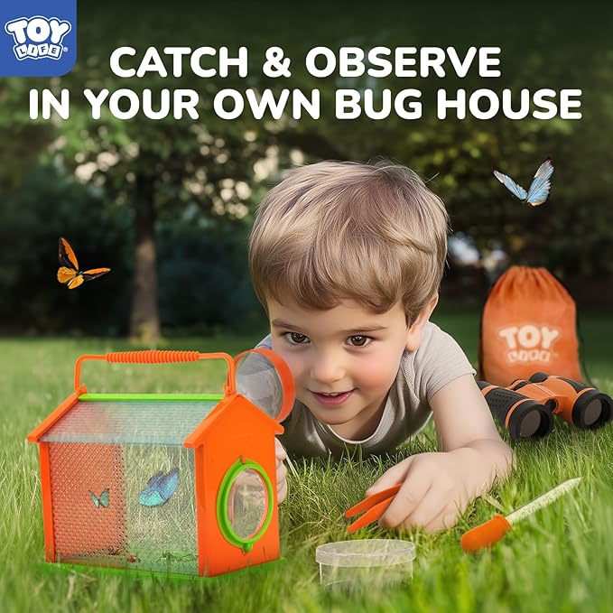 TOY Life Bug Catcher for Kids, Bug Catching Kit Kids Explorer Kit with Butterfly Net, Catching Tool, Tweezers, Magnifying Glass, Binoculars, Insect Catcher, Educational Outdoor Toys Kid Adventure Set