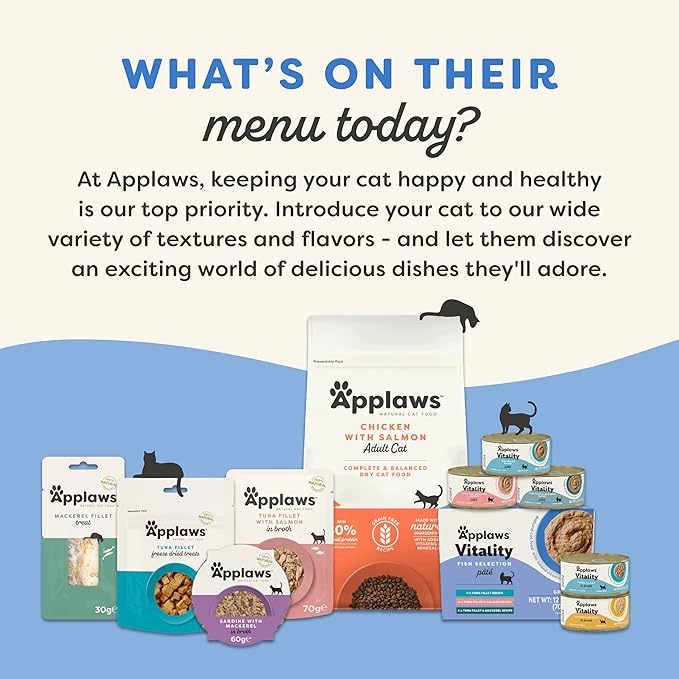Applaws Vitality Wet Cat Food Paté, Natural Canned Cat Food, Wet Food for Cats with Added Vitamins and Minerals, Grain Free, Carrageenan Free, Fish Variety Selection Paté (12 Count, 5.5 oz Cans)
