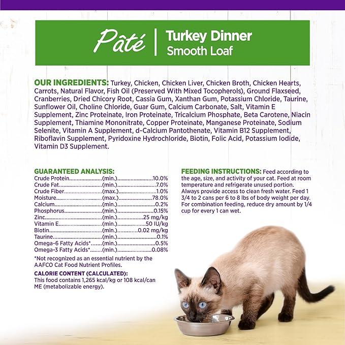 Wellness Complete Health Pate Adult Wet Cat Food, Natural, Protein-Rich, Grain Free, 3 Ounce, 24 Pack, (Turkey)