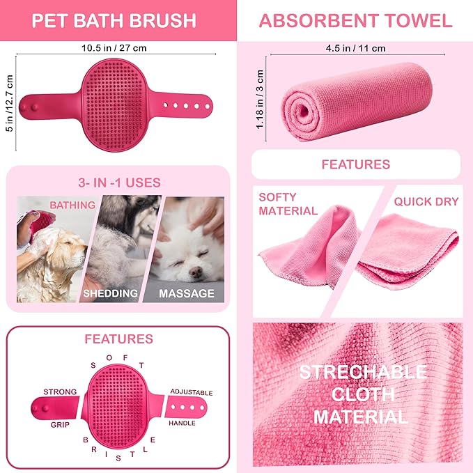 Dog Paw Cleaner for Small & Medium Dogs – Portable Paw Washer Cup with Soft Silicone Brush, Towel & Moisturizing Balm – Gently Cleans Muddy Paws After Walks (Pink, Small)