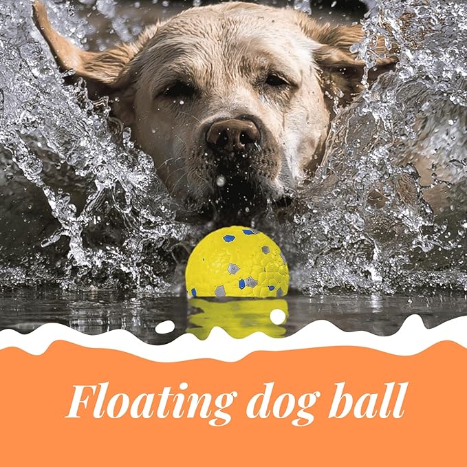 Tough Dog Toys for Aggressive Chewers & Teething Puppies, Bouncy Balls for Medium Dogs, Durable Pet Toys, Floating Dog Balls for Water Play (Orange-Blue)