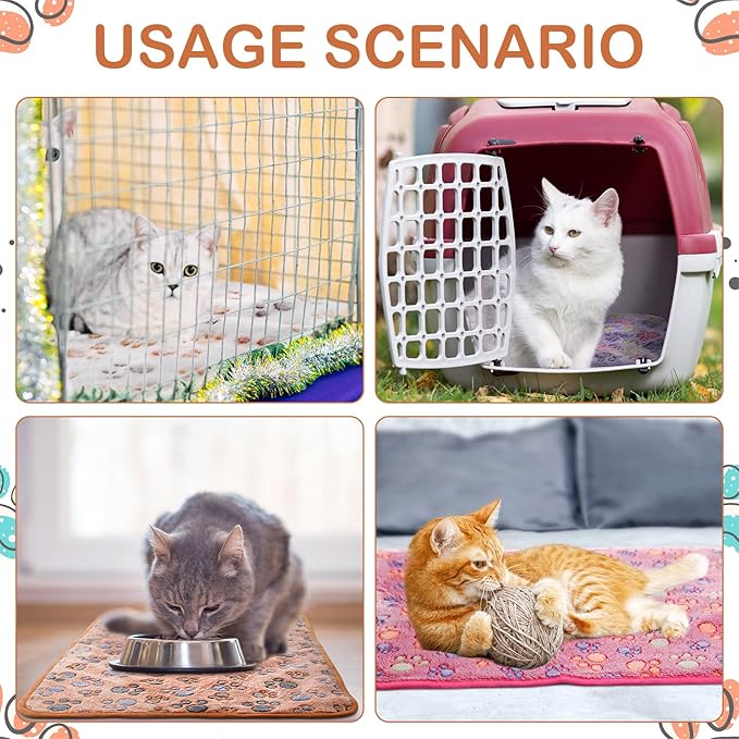 Reginary 4 Pcs Waterproof Guinea Pig Blankets Washable Small Animal Fleece Bedding Absorbent Guinea Pig Cage Liners Reusable Pet Pee Pad Sleep Mat for Hamster Ferret(Paw Print,28 x 14 Inch)