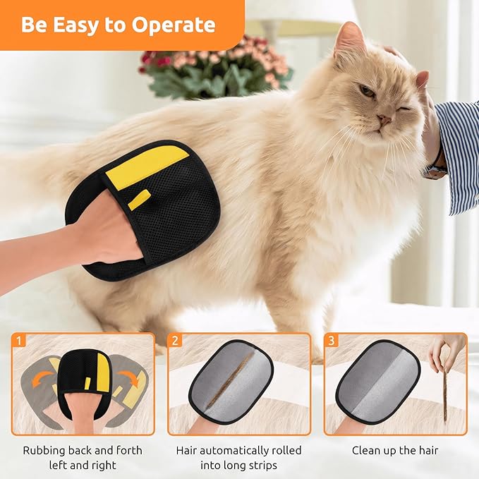 Pet Hair Removal Glove 2 Pcs, Cat & Dog Reusable Electrostatic Gloves Pet Hair 2025 New Upgrade,Grooming Pet Hair Remover Tool, Reusable Quick De-Shedding Gloves for Couch、 Clothing、Carpet,、Car Seats