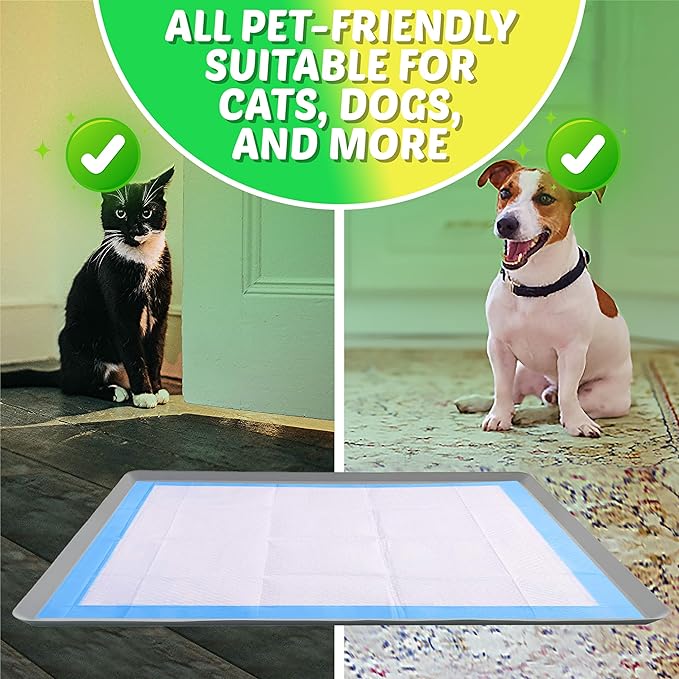 TidyFriend Dog Pee Pad Holder Tray Fits for 27.5” x 44” Wee Wee Pee Pads - Stable Grip, Raised Edges, Quick-Wipe Silicone Surface Dog Potty Tray Holder for Indoor Flooring Protection (Light Grey)