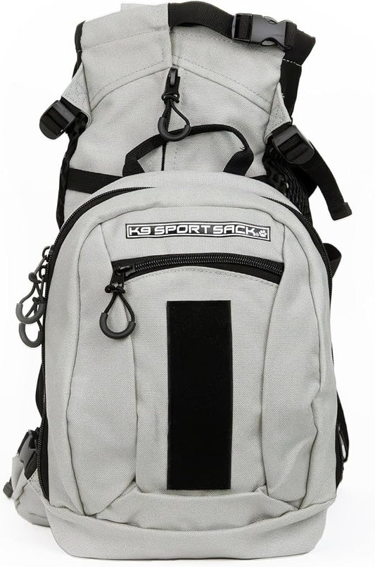 K9 Sport Sack Plus 2 - Small, Light Grey - Ideal for Dogs 13-16” Long - Adjustable, Backpack-Style Carrier with Multi-Functional Storage Pack, Thick Shoulder Straps & Padded Back Panel