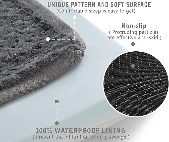 Orthopedic Memory Foam Bed for Large Dogs, Waterproof Cooling Pet Mats for Crate with Removable Washable Cover,Ideal for Arthritic Dogs (Large plus-36"x 27" x 3", Rose Plush)