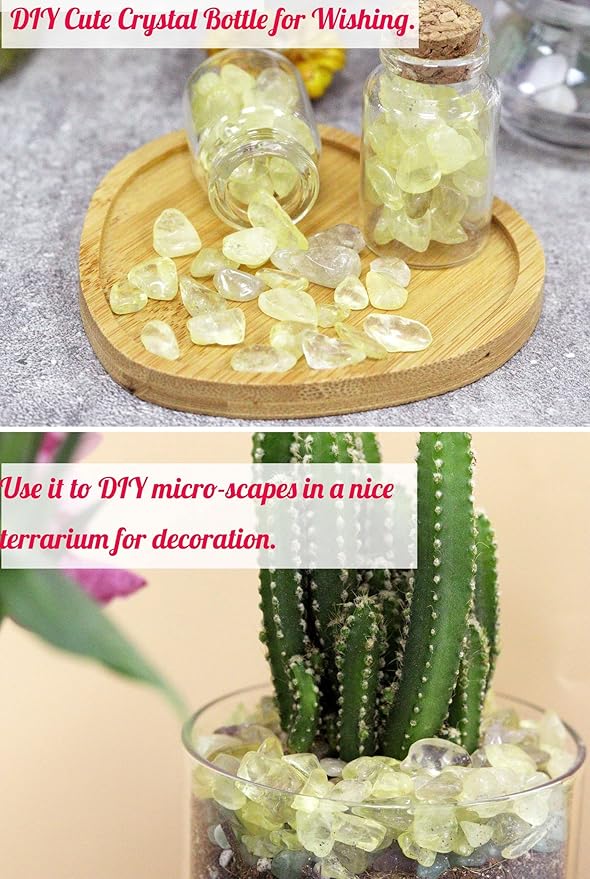 Citrine Aquarium Gravel Rocks Natural Tumbled Healing Crystal Chips Bulk Gemstones Tumbled Crushed Stones for Fountain Vase Filler Planters Decorative Fish Tank Potted Reiki Energy Balancing 0.44lb