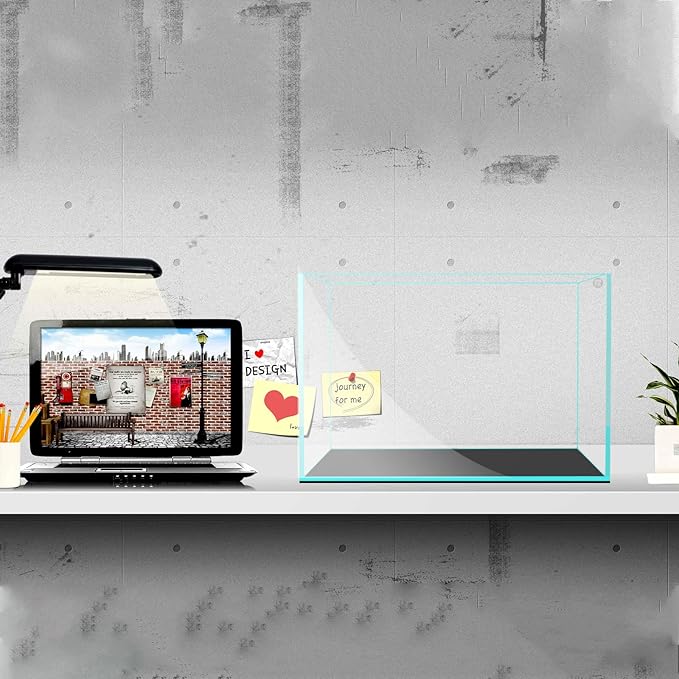 Fzone 10 Gal Rimless Low Iron Fish Tank Nova Clear Ultra-White 45° Mitered Edges Translucent Glass Anata Series Aquarium w/Black Foam Leveling Mat(S45-W30)