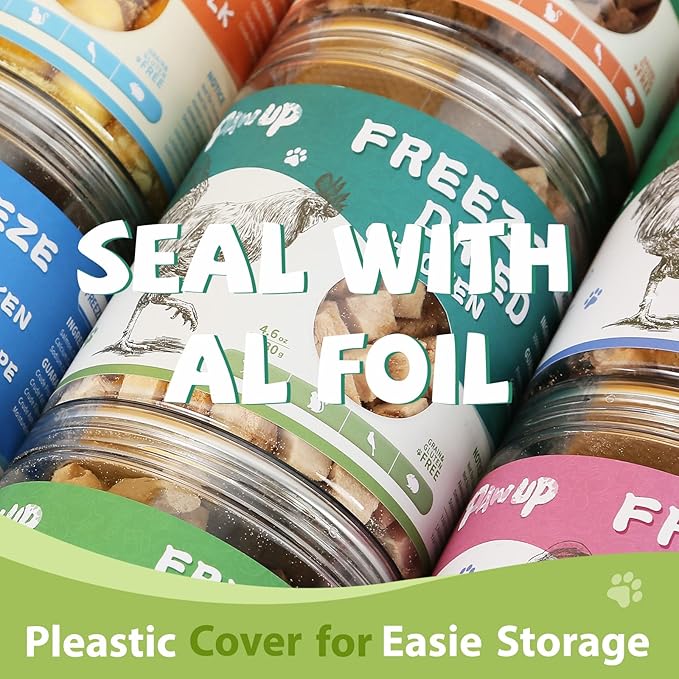 Freeze Dried Dog Treats,Chicken Breast&Organs Recipe Raw Dog Food Topper, High Protein Freeze-Dried Food for Cats, Rawhide Free, Gluten&Grain Free, 5.3oz