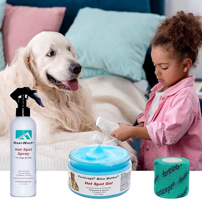 Forticept Maxi-Wash Hot Spot Spray Treatment, Wound Care & Itch Relief Spray for Dogs and Cats. Relives Scratching, Rashes, Sores, Itchy Skin and Paw Licking 8 oz
