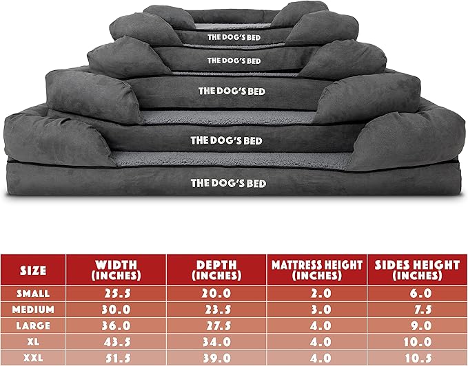 The Dog’s Bed Medium Support Memory Foam Dog Bed XXL Plush Grey 51.5x39, Pain Relief: Arthritis, Hip & Elbow Dysplasia, Supportive, Calming, Waterproof Washable Cover,Veterinary-Approved