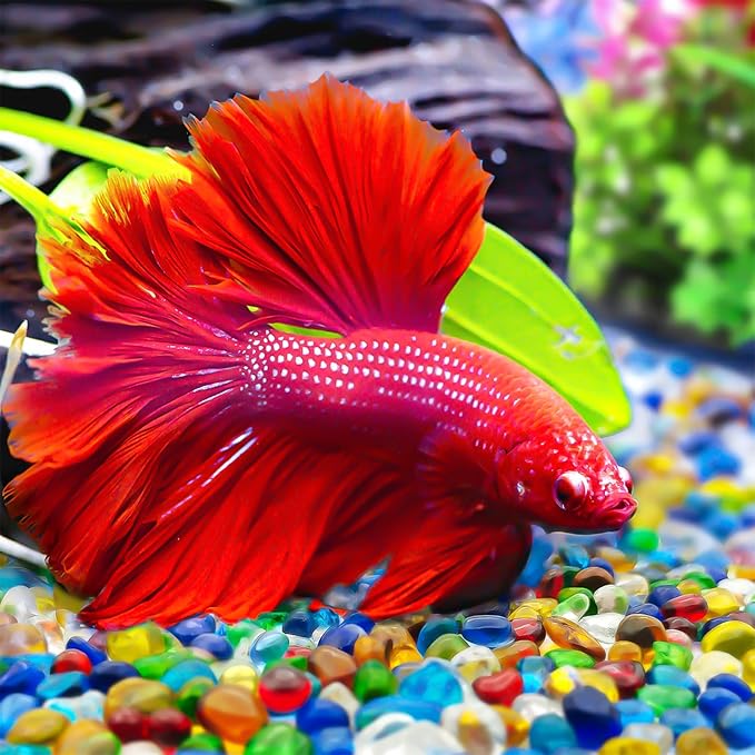 Keedolla Purple Aquarium Glass Pebbles Stones, 3 LB Aquarium Decorative Stones Fish Bowl Rocks Gravel for Betta Fish Tank, Vase Filler, Succulent Plants Decor