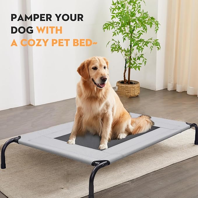 Elevated Dog Bed Raised Dog Bed Outdoor for Large Medium Size Dogs Place Bed Easy Clean Breathable, Comfortable,Rugged Durable Raised Pet Bed Up to 130 lbs,42in