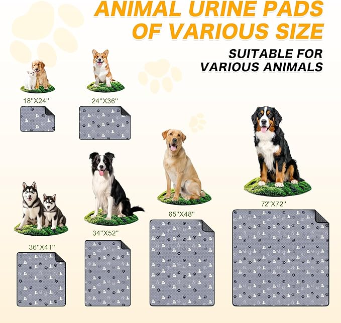 Washable Pee Pads for Dogs, 2 Pack Reusable Puppy Pads, Waterproof Pet Pee Pads for Dog Potty Training, Extra Large Dog Pee Pads for Crate, Playpen, and Whelping, Durable and Absorbent, Grey 34"x52"
