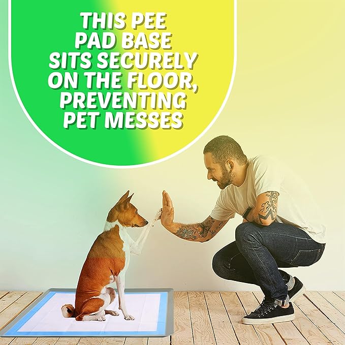 TidyFriend Pee Pad Holder Tray 30 x36 Inches, Puppy Pad Holder, Easy to Clean and Store Pee Pad Holder for Dogs, Silicon Training Pad Holder, No Spill Puppy Pad Holder (Light Grey)