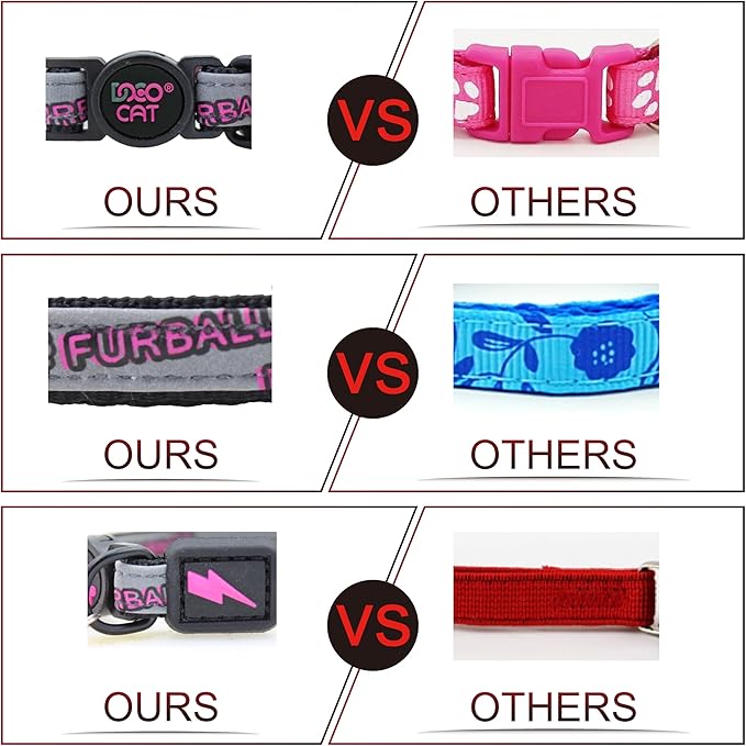 DOCO Cat Collar (Neck Girth - 3/8" x 7.5-12", Weight Upto - 13lb) Reflective Cat Collar with Bell, Breakaway Safety Buckle, Adjustable Nylon Strap for Kittens & Adult Cats (Orange)