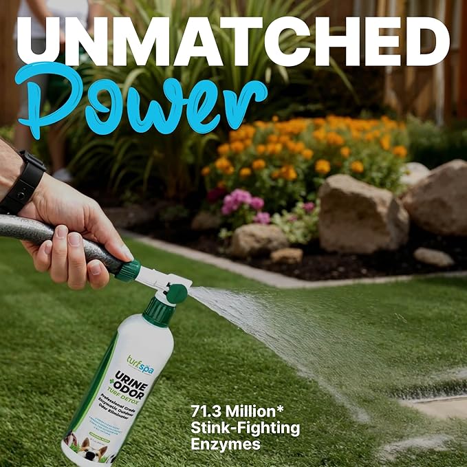 Urine & Odor Turf Detox: 32 oz Professional Enzyme Cleaner & Odor Eliminator for Artificial Grass, Turf, Concrete, Patio & Kennels, Pet Urine Enzymatic Cleaner for Dogs & Cats