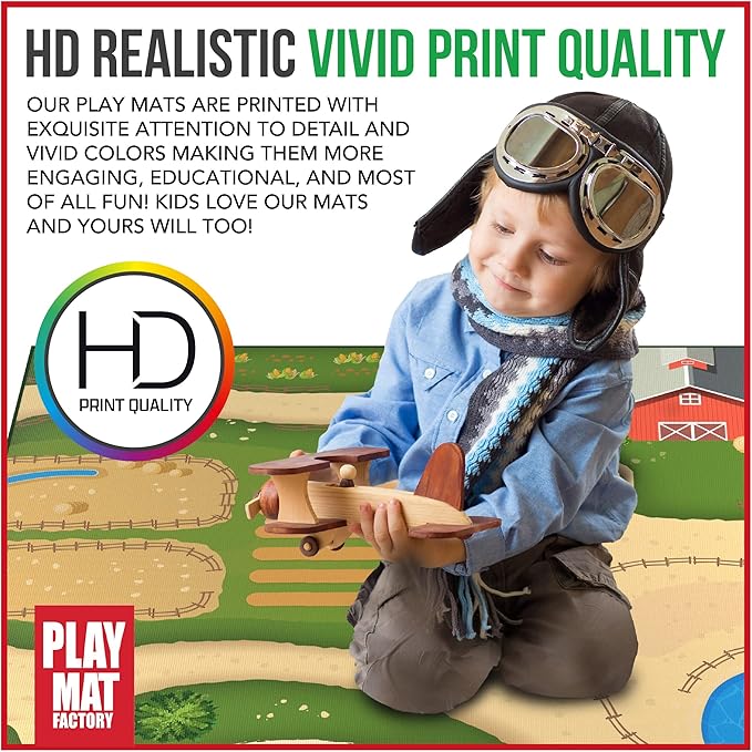 Farm Play Mat for Farm Toys | Foldable Solution |Large Size 57” x 57” | Farm Animals | Tractor Play| Activity Mat | by Play Mat Factory