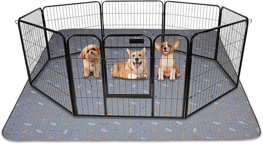 Sunheir Washable Pee Pads for Dogs 72"x72", Extra Large Reusable Puppy Pads Pet Training Pads for Dog Playpen, Waterproof Pee Pads for Puppy Playpen, Whelping Pad, Dog Playpen Indoor - Light Grey