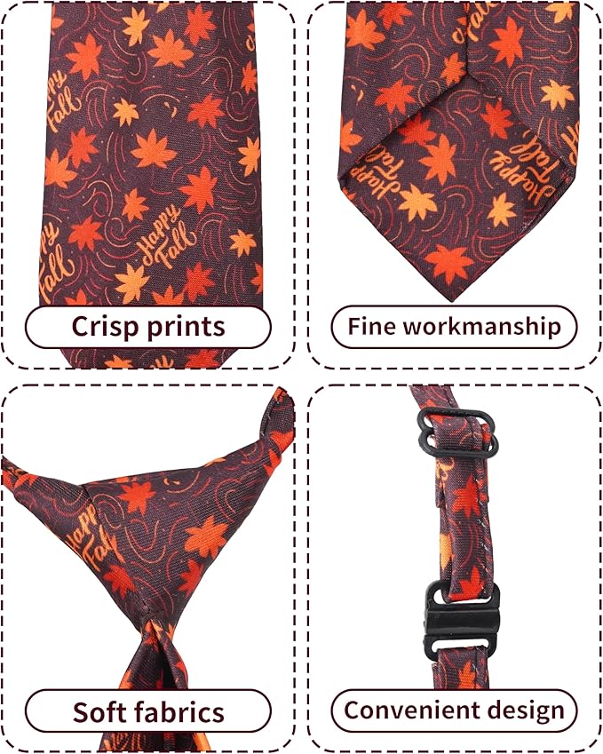 PET SHOW 10 Pack Fall Dog Ties Neckties for Large Medium Dogs Pumpkin Maple Leaf Adjustable Neck Ties Girl Boy Pets Autumn Costumes Dog Holiday Grooming Accessories Wedding Party Gift Favor