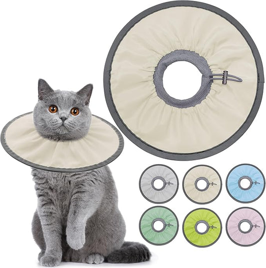 Lightweight Cat Cone Collar Soft, Soft Comfortable Cat Recovery Collar After Surgery, Elizabethan E Collar for Cats, Cone for Cats to Stop Licking (Khaki, Medium)