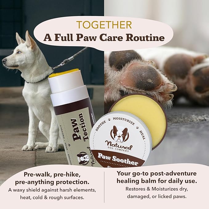 Natural Dog Company Paw Soother Balm for Dogs 0.15 oz Stick, Organic Soothing & Moisturizing Relief for Dry, Cracked Paws, Winter Healing Relief, Gentle & Lick-Safe