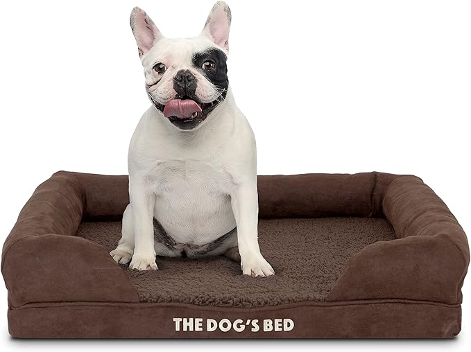 The Dog’s Bed Orthopedic Dog Bed Medium Brown Plush 25.5x20, Premium Memory Foam, Pain Relief: Arthritis, Hip & Elbow Dysplasia, Post Surgery, Lameness, Veterinary Approved, Waterproof Washable Cover
