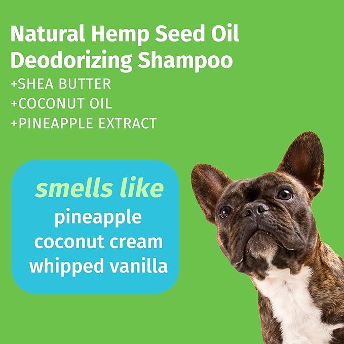Hempz New Pet Shampoo, Deodorizing wash for Smelly Dogs or Cats, Tropical Coconut Scent, Dog & Cat Shampoo 17 oz.