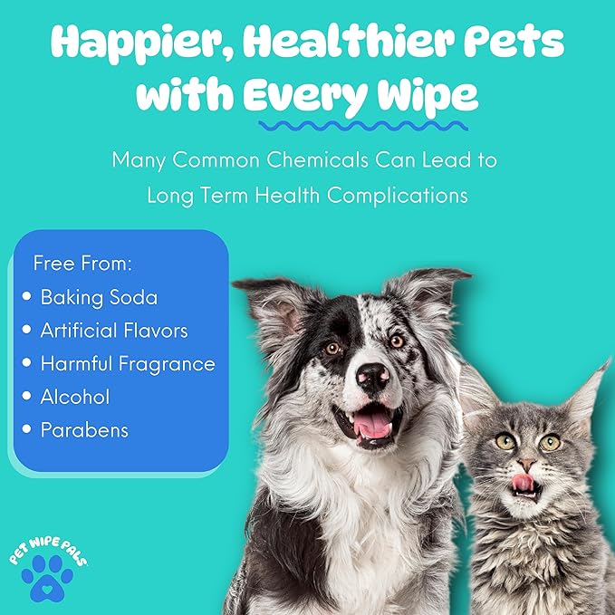 All-in-1 Dog Teeth Cleaning Wipes | Enzymatic Whitening + Premium Scrubbing Beads | No Mess, Pet Dental Wipes & Finger Tooth Brushing Kit | Plant-Based Dental Care for Cats & Dogs (60 Count)