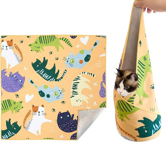 Cat Wrap for Cutting Nails,Cat Wrap for Grooming,Self-Adherent Soft Cat Blanket,Anti-Scratch Anti-Escape Multifunctional Cat Grooming Bag Pet Tool (21.7" X 21.7",Within 11.89lbs)