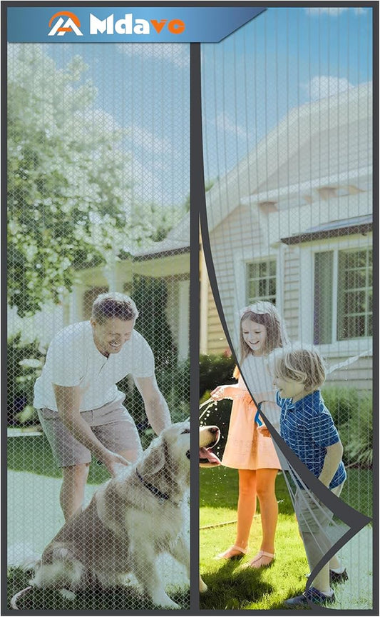 Magnetic Screen Door，Screen Door Mesh，Keep Bugs Out, Heavy-Duty Mesh Curtain,Pet and Kid Friendly, Works with Front Doors, Sliding Doors（36 x 80 Inches Gray