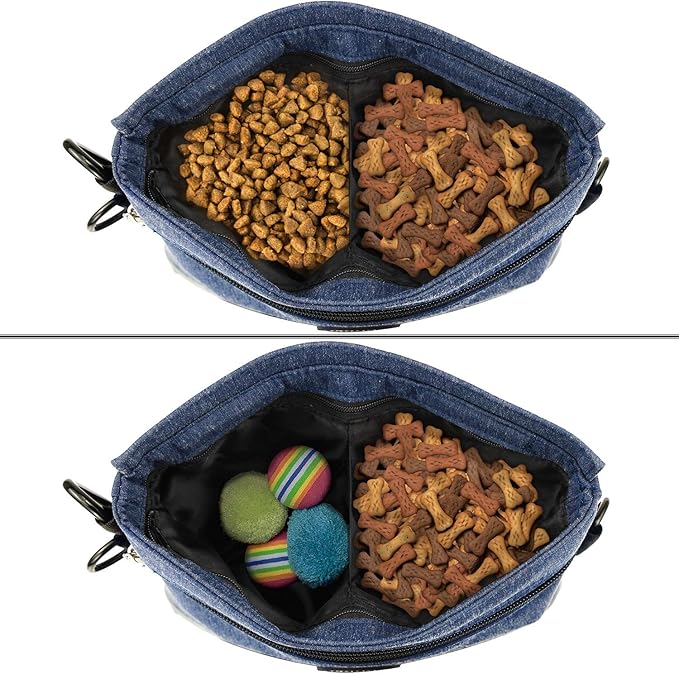 Viklluyr Dog Treat Pouch Bag with Magnetic Closure, Dog Food Carrier with Removable Inner Pocket, Perfect Dog Training Bag for Agility Training - Including Carabiner