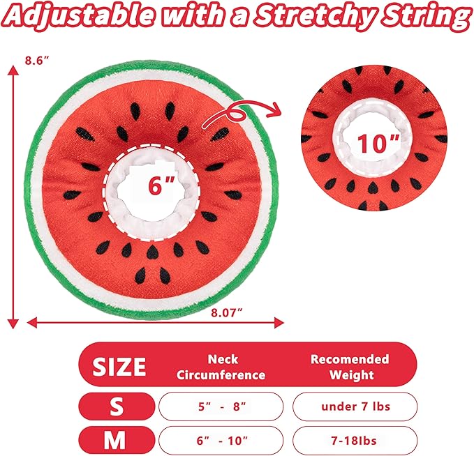 Soft Cat Cone Collar, Cute Cat Recovery Collar Suitable for Small, Medium, Large Cats,Elizabethan Neck Collar for Cats After Surgery (Watermelon, Medium)