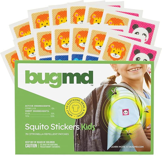 BugMD Squito Stickers Mosquito Repellent Patch Stickers for Kids (78 Stickers), Safe & Effective Insect Repellent Patches for Toddlers, Kids, Camping, Beach & Outdoor Essentials