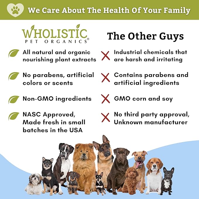 Wholistic Pet Organics Pet Shampoo Concentrate: Heavenly Herbal Organic Dog Shampoo and Conditioner - All Natural Puppy and Cat Shampoo for Dry, Itchy Skin, Allergies, Dandruff