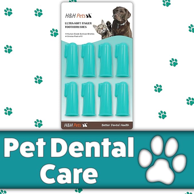 H&H Pets Dog Finger Toothbrushes - Professional Pet Finger Dental Brush Set for Dogs Puppies Cats, Soft Bristles, Size Small 4 Count-Silicon