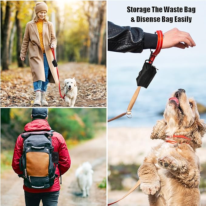Dog Poop Bag Holder for Leash Attachment Dog Poop Bag Dispenser Dog Waste Bag Dispensers Dog Poop Bag Holders Fit Dog Leash Accessory With Hand Free Holder Carriers,Purple