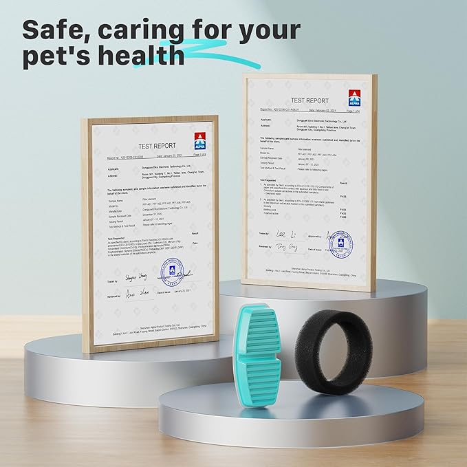 Pet Fountain Filter Replacement: 16 Pet Water Fountain Filters for FOFNON Cat Water Fountains - 4 Months Set of Cat Fountains Filter - Including 8 Pieces of Filters + 8 Pieces Sponges