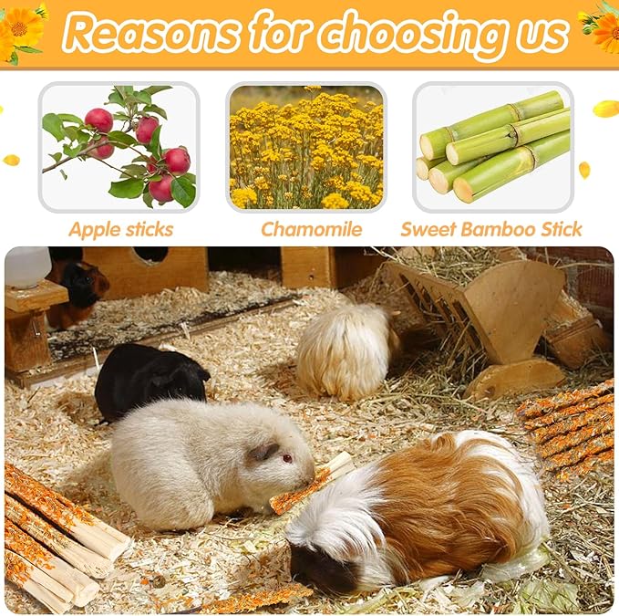 Apple Sticks for Rabbits, Natural Bunny Chew Toys Wood Treats Food for Small Animals,Hamsters, Chinchillas Squirrel Bunny Guinea Pigs Small Pet Apple Chew Sticks