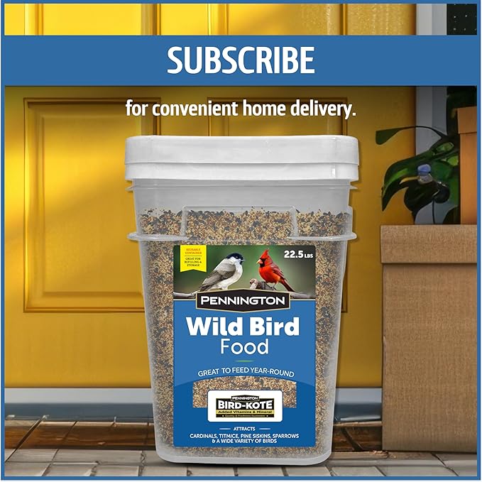 Pennington Wild Bird Food, Wild Bird Seed for Outside Feeders, Great to Feed Year-Round, 22.5-lb. Critter-Proof Bucket